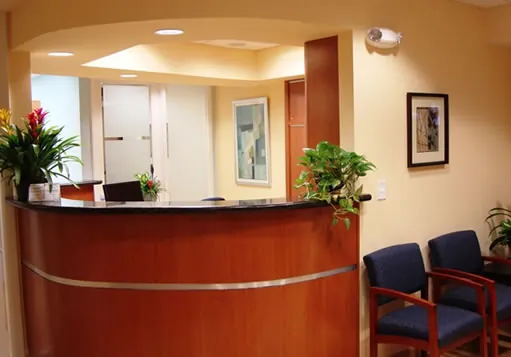 Reception at the Dental Options dental office in Aventura, Florida
