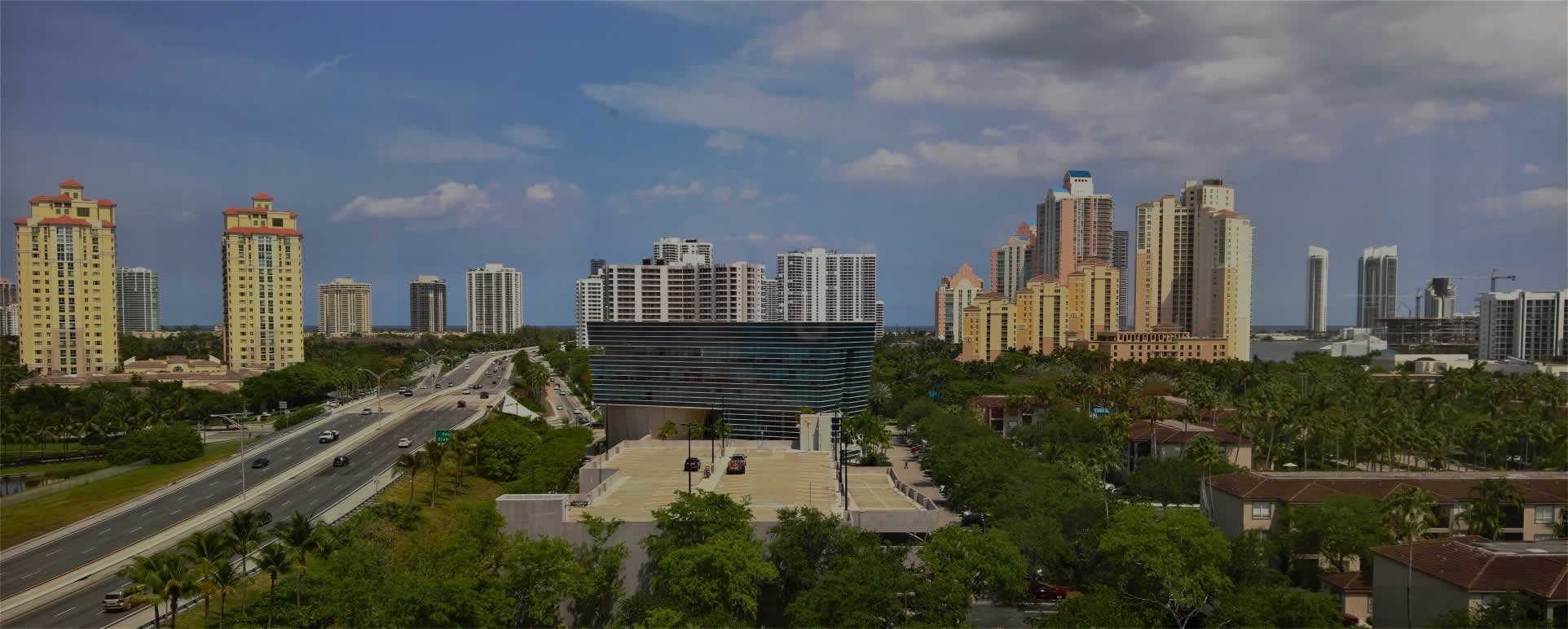 The Aventura, Florida skyline and waterway near our office